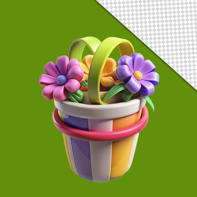 3d rendering of flowers still life on transparent