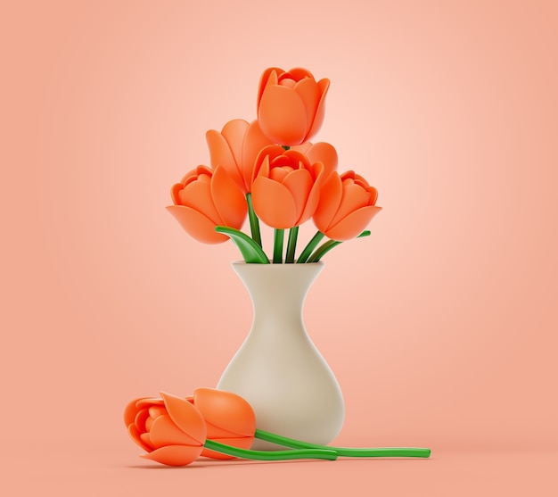 3d rendering of flowers still life