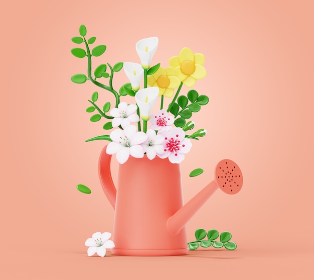 3d rendering of flowers still life