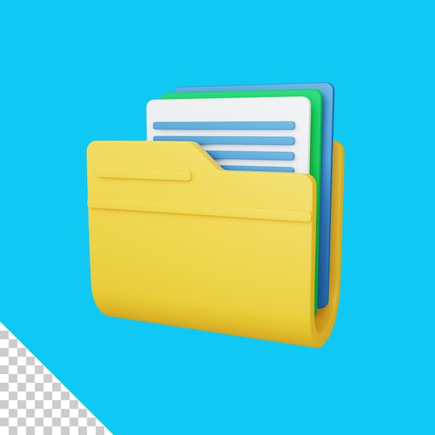 3d rendering folder concept with files or paper and colorful document useful for server IT