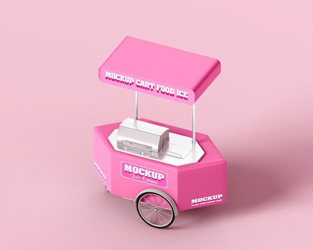 PSD 3d rendering of food cart mockup