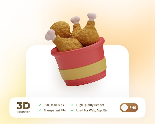 3d Rendering Food Fried chicken Illustration