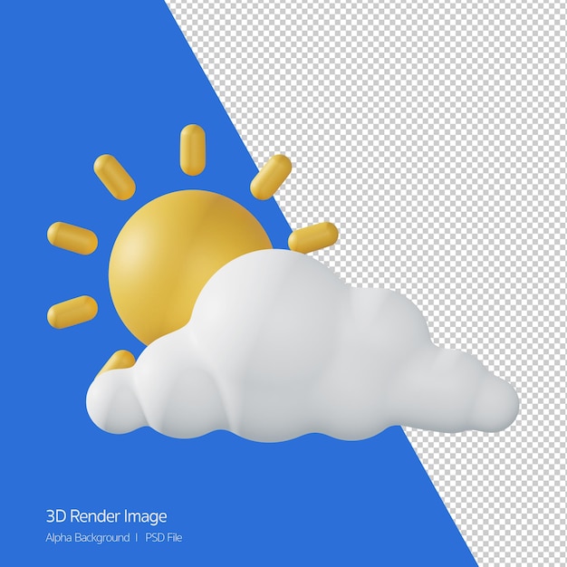 3d Rendering of forecast weather 'PartlyCloudyMostlyCloudy' isolated on white.