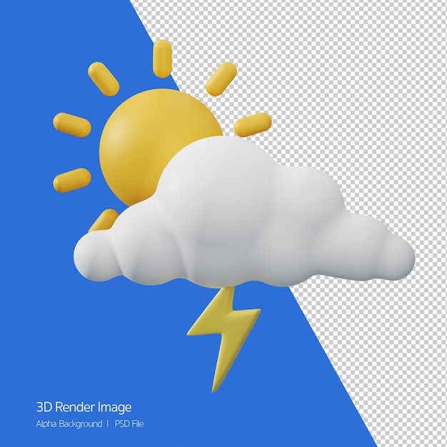 3d Rendering of forecast weather 'Scattered Thunderstrom' isolated