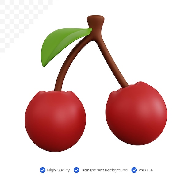 3d rendering fresh cherries isolated