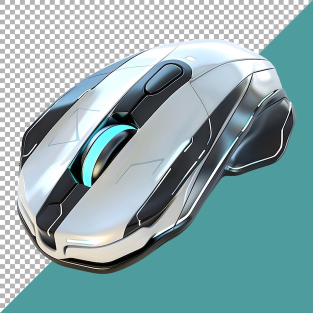 3D Rendering of a Futuristic Computer Mouse on Transparent Background Ai Generated