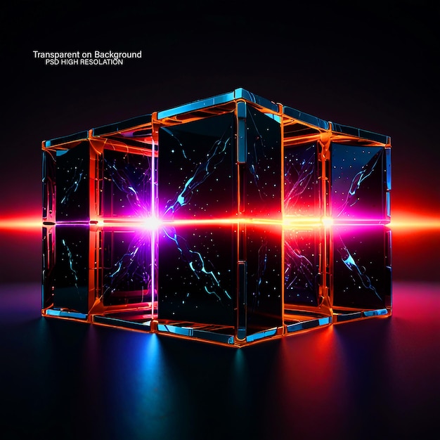 PSD 3d rendering of geometric glass shape on transparent background