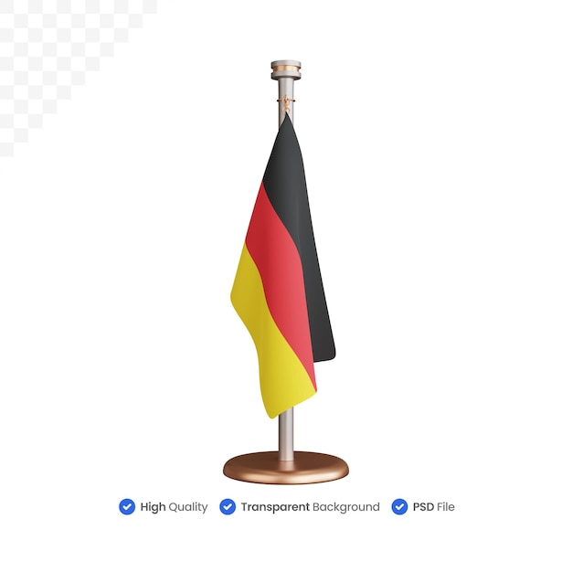 3d rendering of Germany flagpole isolated