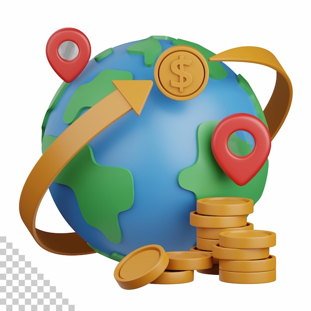 3d rendering global currency isolated useful for banking currency finance and global business