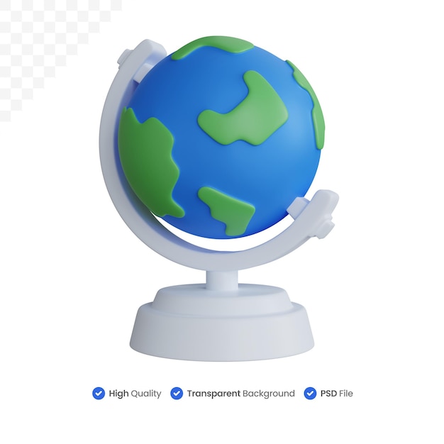 3d rendering globe education isolated