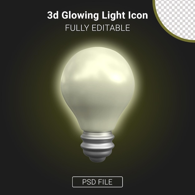 3d Rendering Of Glowing Light Icon