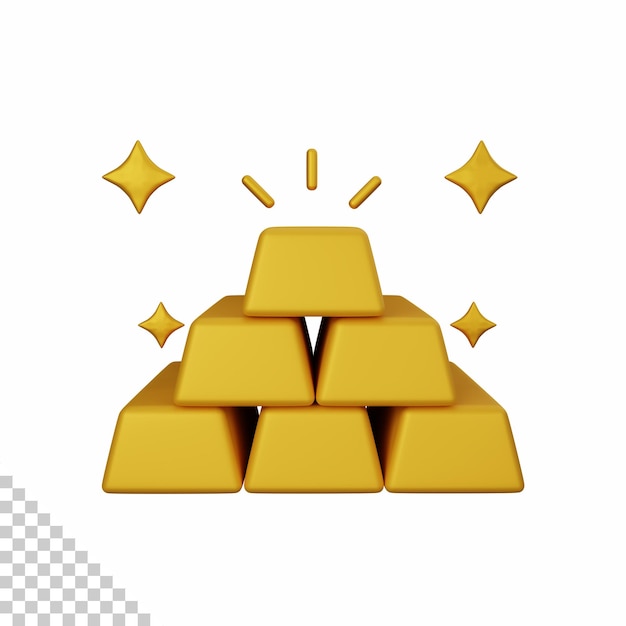 3d rendering gold bars isolated useful for business currency economy and finance design