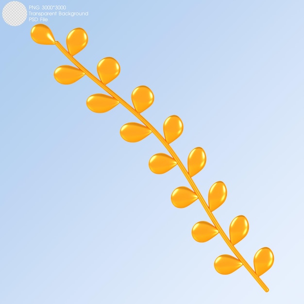 3D rendering Gold branch isolated on background