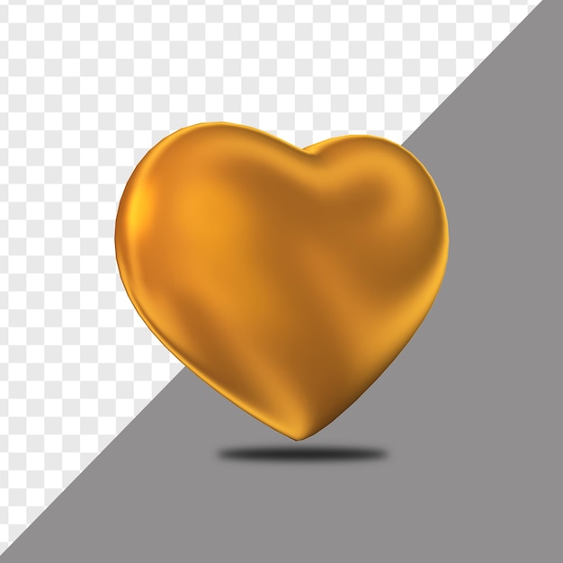 3d rendering gold heart love for valentine day