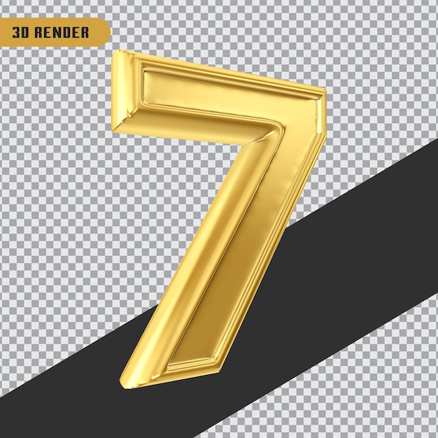 3d rendering gold number 7 isolated