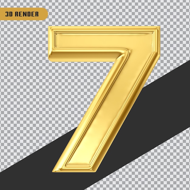 3d rendering gold number 7 isolated