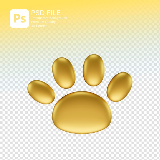 PSD 3d rendering gold paw icon