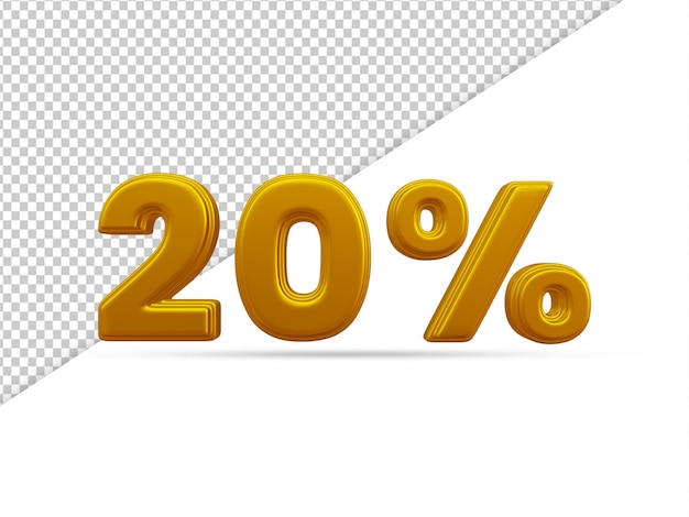 3d Rendering Of Gold Text Effect 20 Percent