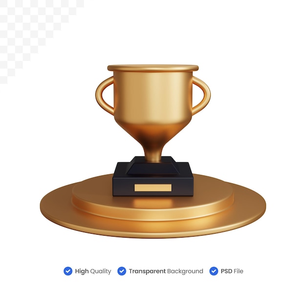 3d rendering gold trophy on the podium isolated