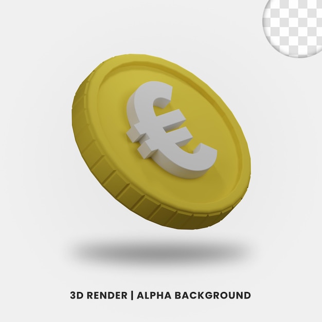 3d rendering of golden euro coin with matte effect isolated. Useful for business or e-commerce project illustration.