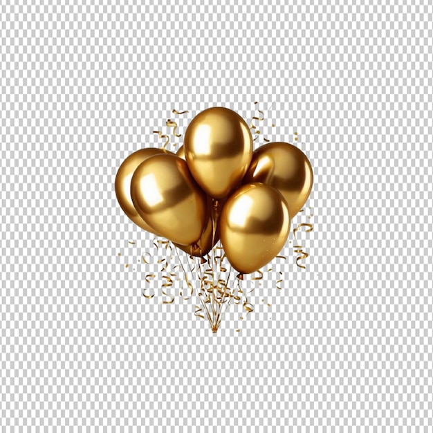 A 3d rendering of golden love balloon confetti floating decoration with colorful paper shoots