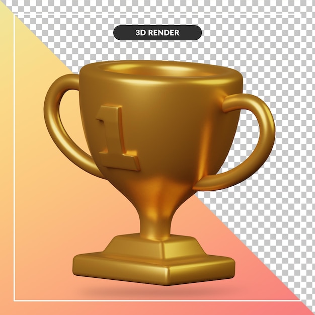 3d rendering of golden trophy isolated