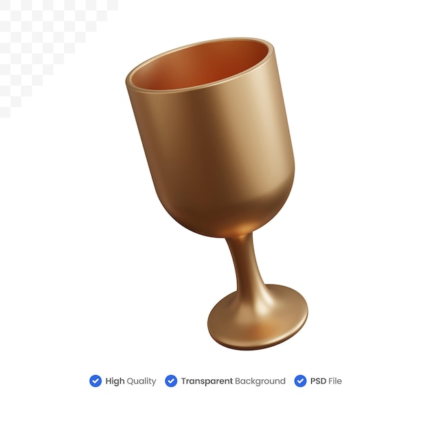 3d rendering golden wine glass isolated