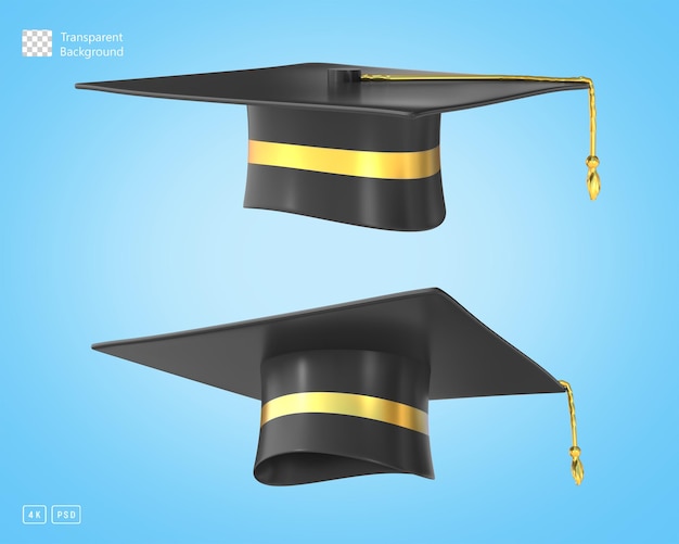 3D Rendering Graduation Cap Different Views