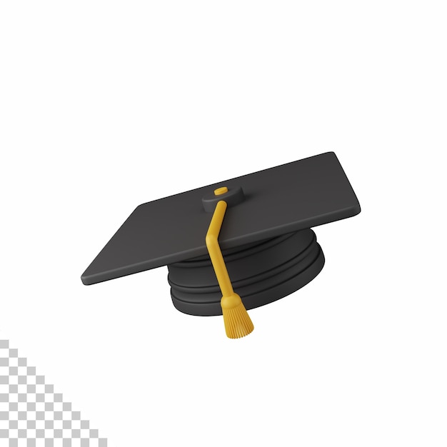 3d rendering graduation hat isolated useful for education learning knowledge school and class