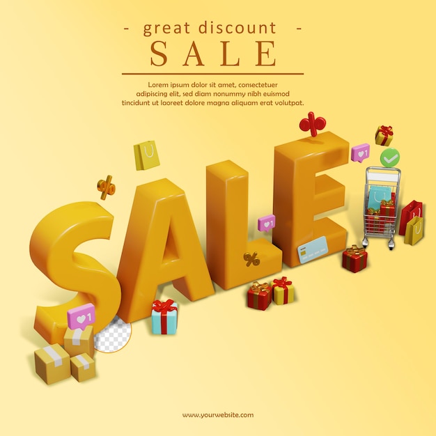 3d rendering great discount sale premium psd