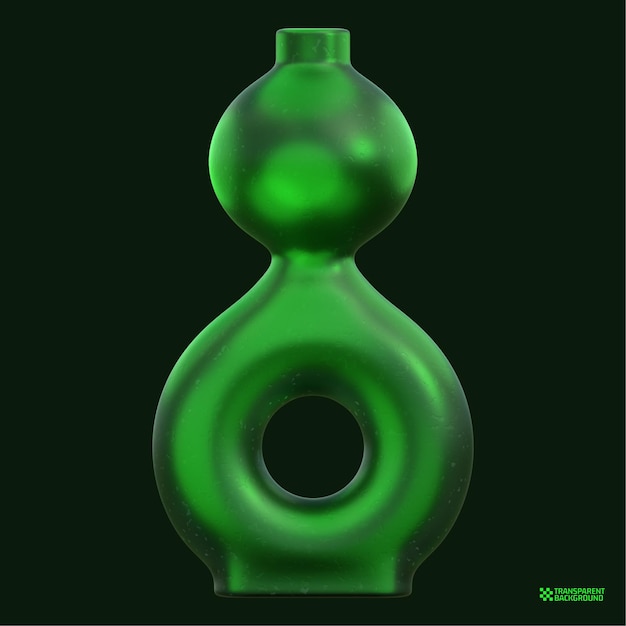 3D Rendering Green Geometric Shape