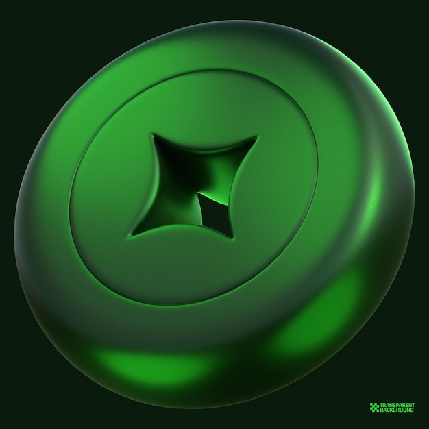 3D Rendering Green Geometric Shape