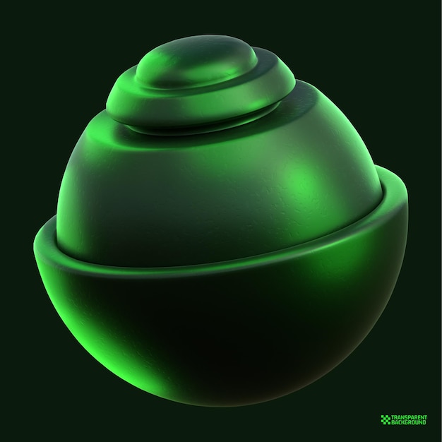 3D Rendering Green Geometric Shape