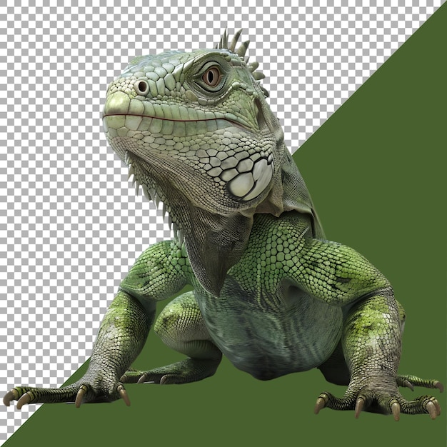 3D Rendering of a Green iguana on Transparent Background Ai Generated