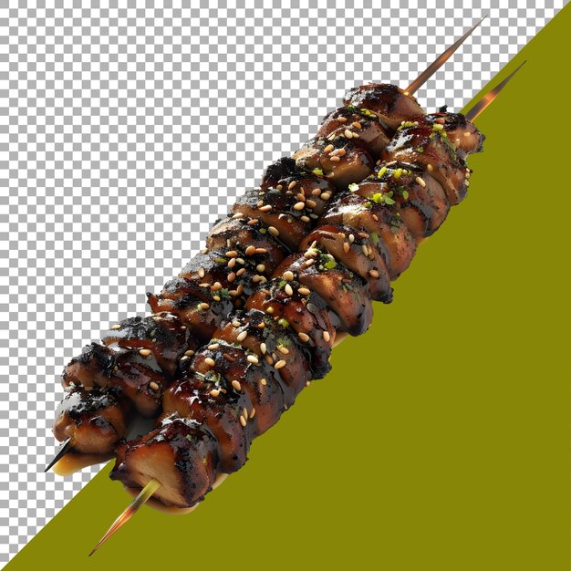 3D Rendering of a Grilled Chicken Pieces Stick on Transparent Background Ai Generated