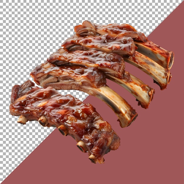 3D Rendering of a Grilled Mutton Ribs on Transparent Background Ai Generated