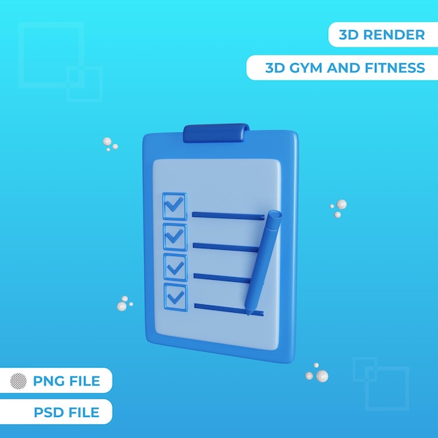 3d rendering gym report isolated object premium psd