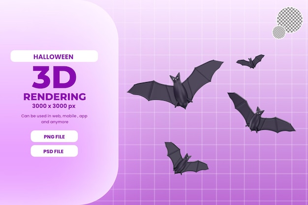 3d rendering halloween bat illustration object premium psd premium psd