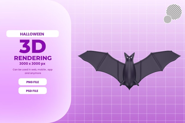 3d rendering halloween bat illustration object premium psd