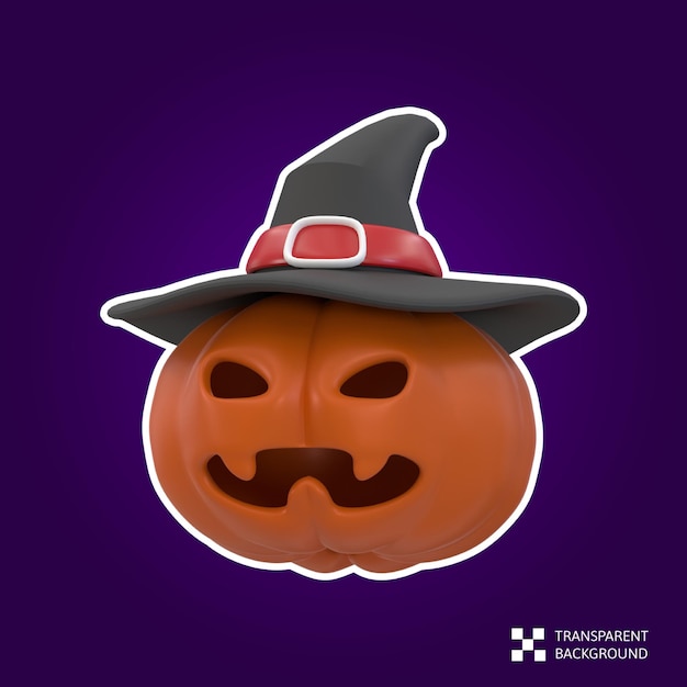 3d rendering halloween icon  -  pumpkin with Wizards hat