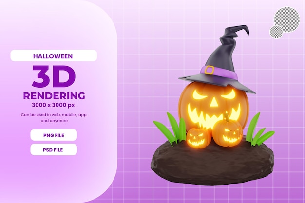 3d rendering halloween pumpkin illustration object premium psd