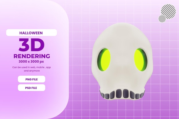 3d rendering halloween skull illustration object premium psd