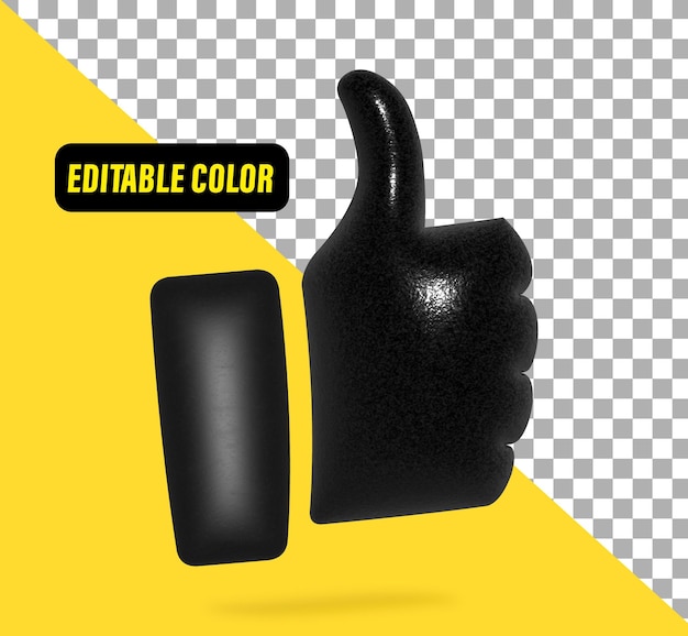 3d rendering Hand thumb up Like icon