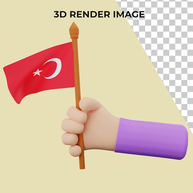 3d rendering hand with turkey national day concept