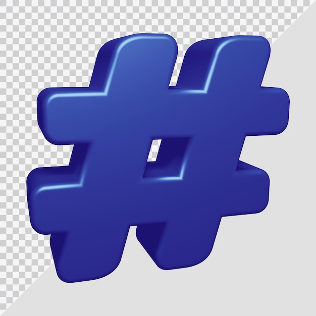 3d rendering of hashtag symbol