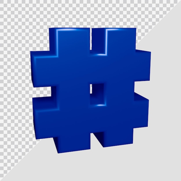 3d rendering of hashtag symbol