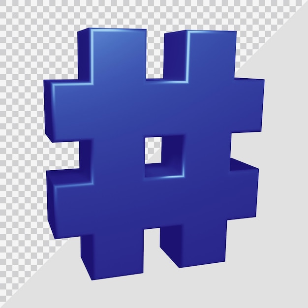 3d rendering of hashtag symbol