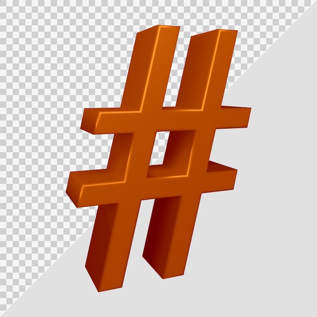 3d rendering of hashtag symbol