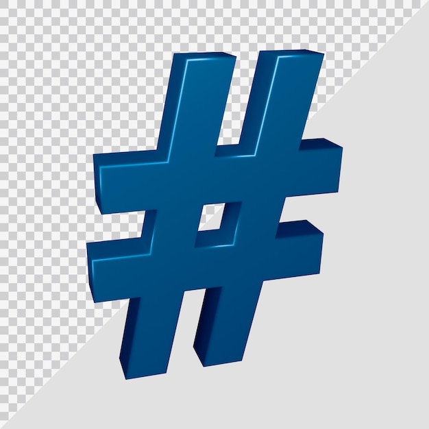 3d rendering of hashtag symbol