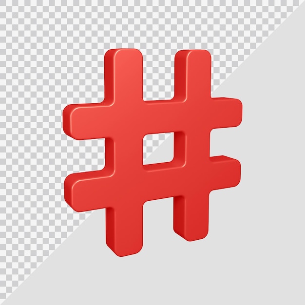 3d rendering of hashtag symbol